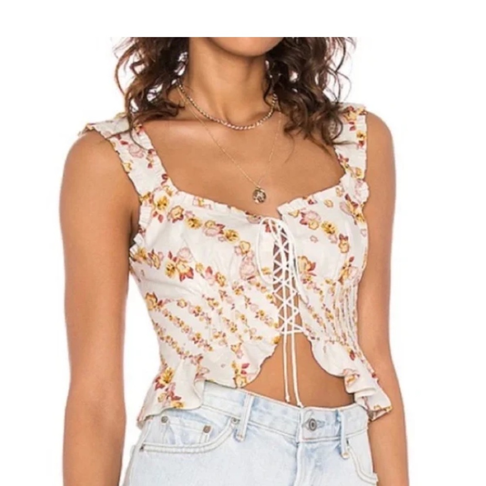For Love & Lemons Georgia Lace-Up Top